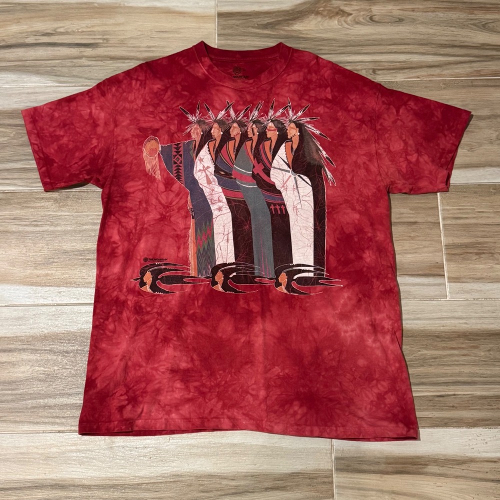 The Mountain Gina Gray Indigenous Women Tie Dye T-Shirt Red 2XL 2004 Vintage